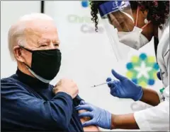  ?? AFP ?? US President-elect Joe Biden received a Pfizer-BioNTech vaccine live on television to boost US citizens’ confidence in the shots.