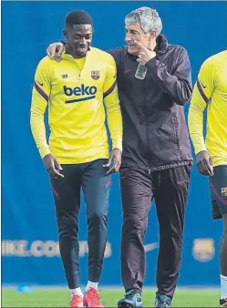  ?? FOTO: PERE PUNTÍ ?? Quique Setién y Dembélé empezaron muy bien su relación