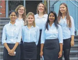  ??  ?? Highworth School pupils who took part in the twinning visit: back row, Abi Wyllie, Amber Sale, Alice Neate and, front, Neha Raju, Tilly Titeca and Ash Desai