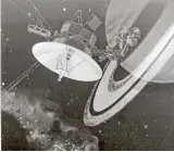  ?? Associated Press file ?? A NASA rendering depicts Voyager I nearing Saturn. In 1998, the spacecraft became the most distant man-made object in the universe.