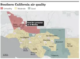  ??  ?? Source: South Coast Air Quality Management District. Data as of 2:00 p.m. Monday.