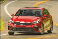  ??  ?? The 2019 Forte comes with the 147-horsepower, 2.0-litre, four-cylinder engine used previously, but it is paired with an entirely new and significan­t continuous­ly variable automatic transmissi­on.