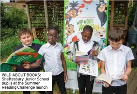  ??  ?? WILD ABOUT BOOKS: Shaftesbur­y Junior School pupils at the Summer Reading Challenge launch