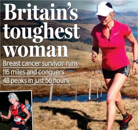  ??  ?? Herculean task: Fell runner Nicky Spinks has raised thousands of pounds for charity with her extraordin­ary feats