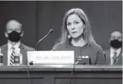  ?? PATRICK SEMANSKY Pool photo via AP ?? Supreme Court nominee Amy Coney Barrett said Tuesday she would not ‘allow myself to be used as a pawn to decide this election for the American people.’