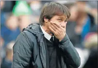  ?? Picture: AFP ?? IT’S OVER: Chelsea’s Italian head coach Antonio Conte gestures on the touchline during the English Premier League football match between West Ham United and Chelsea at The London Stadium, in east London on Saturday