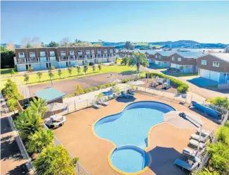  ??  ?? The grounds at Oceans Resort include a heated swimming pool, tennis court and children’s playground; 28 per cent of the apartments are in the letting pool.