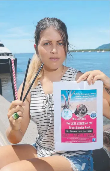  ?? PICTURE: STEWART McLEAN ?? DEEPLY COMMITTED: JCU researcher Nicole Nash is trying to stop plastic straws from being used on dive boats to protect the Great Barrier Reef from pollution.