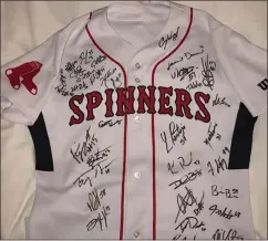  ??  ?? Pawtucket Red Sox second baseman Brandon Phillips posted a photo of a jersey signed by his teammates at Class-A Lowell earlier this month to add to his collection in the Dat Dude Museum in his Atlanta home.