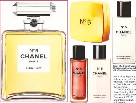  ??  ?? Bottled classic: The inspiratio­n behind the Chanel N°5 Christmas collection, 92-year-old
Chanel N°5