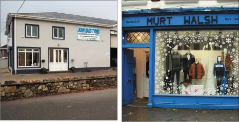  ??  ?? John Bass Tyres, Gorey Tyre Centre, Arklow Road.
Murt Walsh Menswear and Suit Hire, 75 Main St., Gorey.