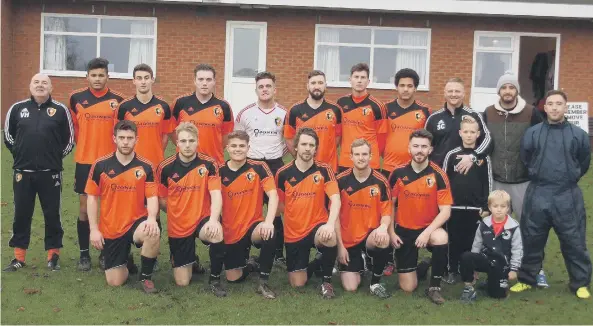 ?? Pictures by Steve Lilly ?? Edgehill line up before their powerful 5-1 Saturday League Division victory against Newlands