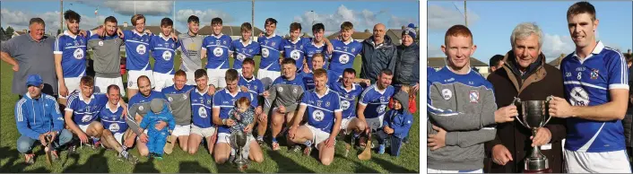  ??  ?? The victorious Oylegate-Glenbrien squad. Joint captains Brian Doran and Marty Kelly with Bobby Goff.