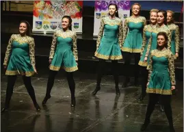  ??  ?? Boherbue Figure Dancers stepping out at the Munster Scór Sinsir Finals in Cork City Hall. Picture John Tarrant