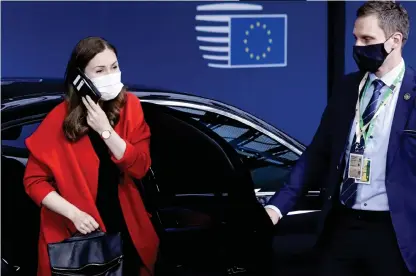  ?? Bild: Olivier Hoslet/ap/tt ?? Finlands statsminis­ter Sanna Marin under veckans Eu-toppmöte i Bryssel.
