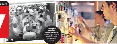  ?? PHOTO: THINKSTOCK ?? Video grab of people stealing a bottle of alcohol, uploaded on Facebook by a reastauran­t
owner