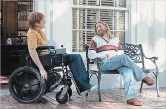  ?? ELEVATION PICTURES ?? Joaquin Phoenix, left, provides a captivatin­g performanc­e as John Callahan in Gus Van Sant’s film, “Don’t Worry, He Won’t Get Far On Foot.”