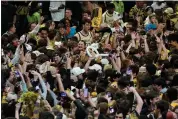  ?? CHUCK BURTON — THE ASSOCIATED PRESS ?? Wake Forest’s Matthew Marsh (33) celebrates with fans after Wake Forest’s win over Duke in an NCAA college basketball game in Winston-Salem, N.C., Saturday, Feb. 24, 2024.