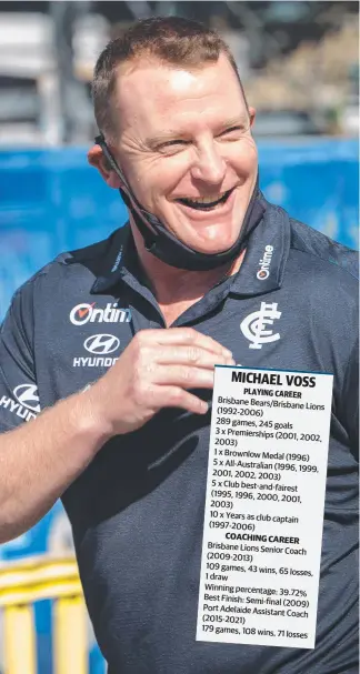 ?? ?? Michael Voss after being appointed as Carlton’s new coach. Picture: Tony Gough