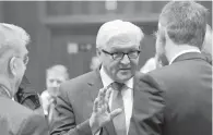  ??  ?? Le ministre allemand des Affaires étrangères Frank-Walter Steinmeier, hier, à Bruxelles