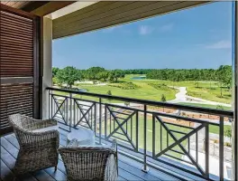  ?? ?? Balcony accommodat­ions at the new 75-room Camp Creek Inn in South Walton, Florida, overlook the Tom Fazio-designed Camp Creek Golf Course at Watersound