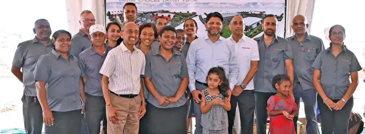  ?? ?? Attorney-General and Minister for Economy, Aiyaz Sayed-Khaiyum with the NewWorld staff following the groundbrea­king ceremony of the company’s Centralise­d Distributi­on Centre in Wairabetia, Lautoka on August 4,