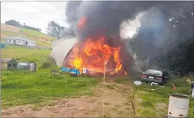  ??  ?? The scene that greeted firefighte­rs outside Kaitaia on Thursday afternoon.