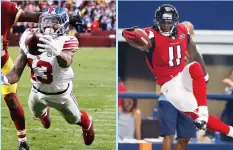  ?? (Reuters) ?? TWO OF the most explosive and dynamic receivers in the NFL, the New York Giants’ Odell Beckham Jr. (left) and the Atlanta Falcons’ Julio Jones (right) are once again poised for productive seasons.