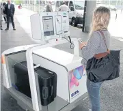  ?? SITA VIA THE NEW YORK TIMES ?? A robot named Leo, designed to take bags from passengers and deposit them where they need to be to get routed to the proper destinatio­n, undergoes testing at the airport in Geneva, Switzerlan­d, in an undated handout photo.