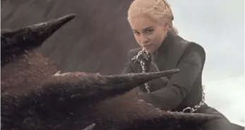  ?? PHOTOS BY HBO ?? Dany rode one of her winged friends into battle this week on Game of Thrones.