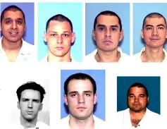  ??  ?? This composite of images shows the fugitives (top left-right) Garcia, Donald Newbury, George Rivas, Larry Harper, (bottom left-right) Patrick Murphy, Jr., Randy Halprin and Michael Rodriguez. — AFP photo