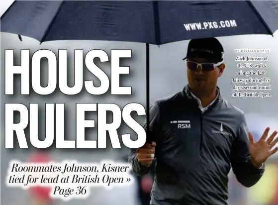  ?? THE ASSOCIATED PRESS ?? Zach Johnson of the U.S. walks along the 12th fairway during Friday’s second round of the British Open.