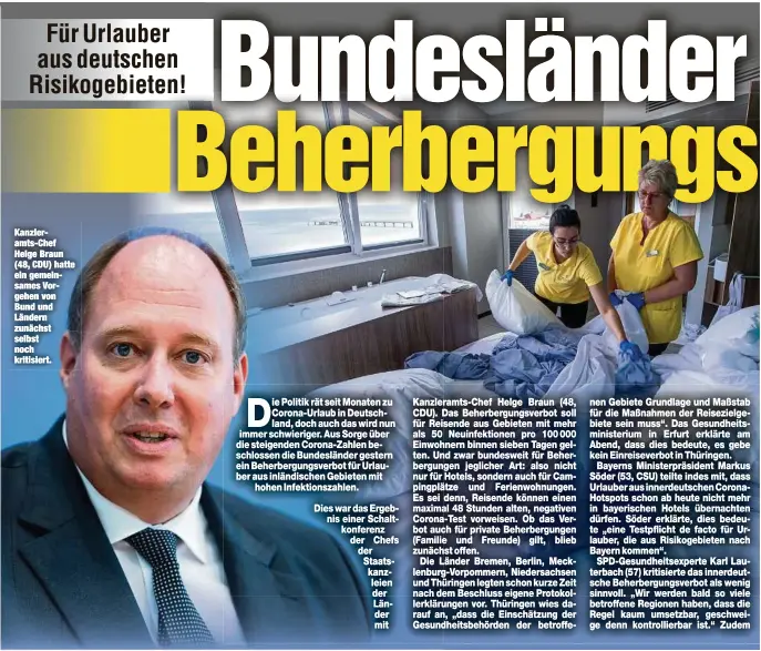  ??  ?? Kanzleramt­s-Chef Helge Braun (48, CDU) hatte ein gemeinsame­s Vorgehen von Bund und Ländern zunächst selbst noch kritisiert.
Joe Biden (77) hat eine klare Meinung zum nächsten Duell mit seinem Kontrahent­en.