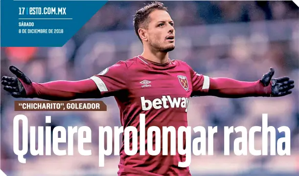  ?? FOTO: TWITTER @CH14_ ?? Javier Hernández quiere volver a celebrar un gol como lo hizo la semana pasada. /