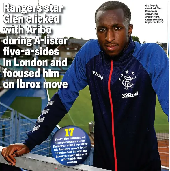  ??  ?? Old friends reunited: Glen Kamara is convinced Aribo (right) can make a big impact at Ibrox