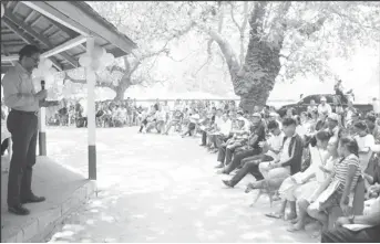  ?? (DPI photo) ?? Attorney General and Minister of Legal Affairs, Basil Williams SC., addressing the residents of Karasabai.