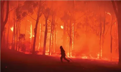  ?? Photograph: Dean Lewins/EPA ?? Firefighte­rs tackle the Gospers Mountain fire outside Sydney. Parts of eastern Australia have had record low rainfall in 2019, contributi­ng to an unusually ferocious early bushfire season.