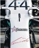  ??  ?? Paying respects: A tribute to Anthoine Hubert on Lewis Hamilton’s Mercedes
