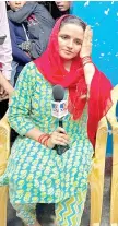  ?? ?? Seema speaks with media representa­tives at the residence she shares with her partner Sachin in Rabupura village.