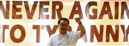  ?? —NIÑO JESUS ORBETA ?? TIRELESS ACTIVISM Bayan Muna chair Neri Colmenares condemns what he and other leftist leaders said was tyranny being used to quell dissent.