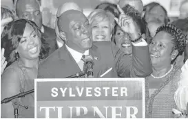  ?? Melissa Phillip / Houston Chronicle ?? Sylvester Turner, a 26-year Democratic legislator, has released ads casting his mayoral runoff rival as “too extreme for Houston.” A Turner-aligned Democratic activist tweeted, “There’s no such thing as a nonpartisa­n election, y’all.”