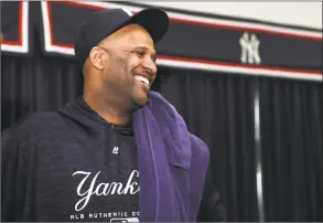  ?? Lynne Sladky / Associated Press ?? Yankees starting pitcher CC Sabathia smiles after a news conference Saturday in Tampa, Fla. Sabathia announced he will retire after the 2019 season.