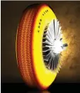  ??  ?? Custom translusce­nt,glowing tyre developed by Goodyear.