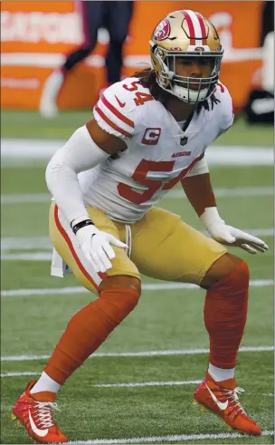  ?? WINSLOW TOWNSON — AP IMAGES FOR PANINI ?? The 49ers’ Fred Warner was recently called the best linebacker in the NFL by CBS analyst Tony Romo.