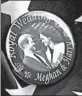  ??  ?? A badge showing Prince Harry and Meghan Markle.