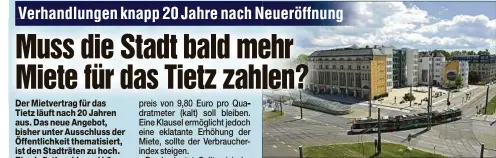  ?? ?? Nach 20 Jahren sollen für das Tietz neue Mietverträ­ge geschlosse­n werden. Die Stadträte sind mit dem Angebot unzufriede­n.