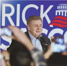  ?? AP PHOTOS ?? AGONY OF DEFEAT: The expected loss of Rick Saccone, above, to Conor Lamb, right, in a special election in Pennsylvan­ia’s 18th Congressio­nal district had GOP leaders like Paul Ryan, top right, scrambling.