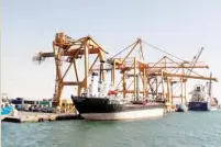  ??  ?? Ships are docked at Yemen’s Hodeidah port.