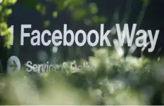  ??  ?? in this april 25 file photo, an address sign for Facebook Way is shown in Menlo Park, Calif. AP PHOTO/JEff CHIU