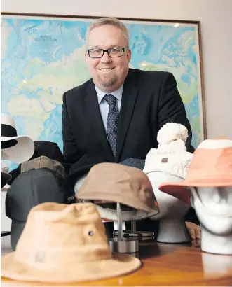  ?? PHOTOS: FRANK GUNN/THE CANADIAN PRESS ?? Tilley Endurables CEO Andrew Prendergas­t says it’s critical for the iconic hat maker to attract new, younger customers with well-made hats.